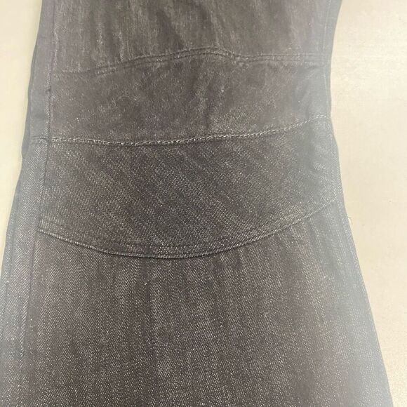 AKOO Men’s Button Fly Dark Wash Distressed Jeans Size 38X32 Reinforced Knee Blac - Picture 5 of 12